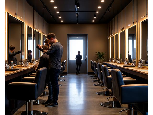 Interior of BarberCraft Toronto flagship barbershop, featuring classic leather chairs and modern decor.